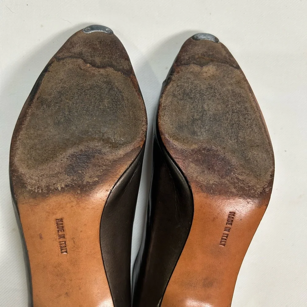 Vintage Salvatore Ferragamo two tone metallic pointed toe heels - Picture 8 of 10